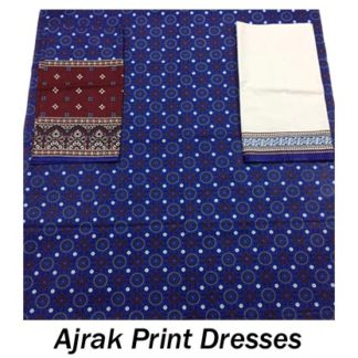 Multicolor Cotton Cambric Ajrak print fabric for Midi Dress - Charu Creation