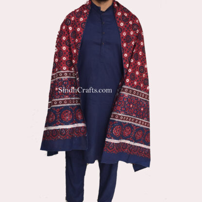 red and blue ajrak